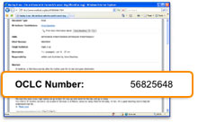 Window showing OCLC Number